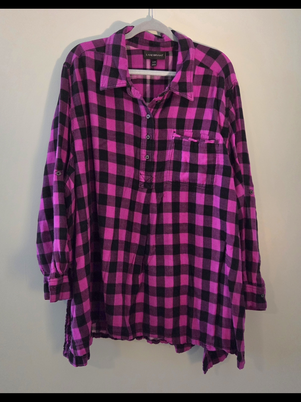 Lane Bryant Pink & Black Plaid Tunic Shirt